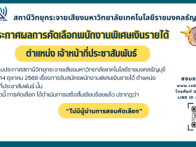 ประกาศผลจ้าหน้าที่ประชาสัมพันธ์
